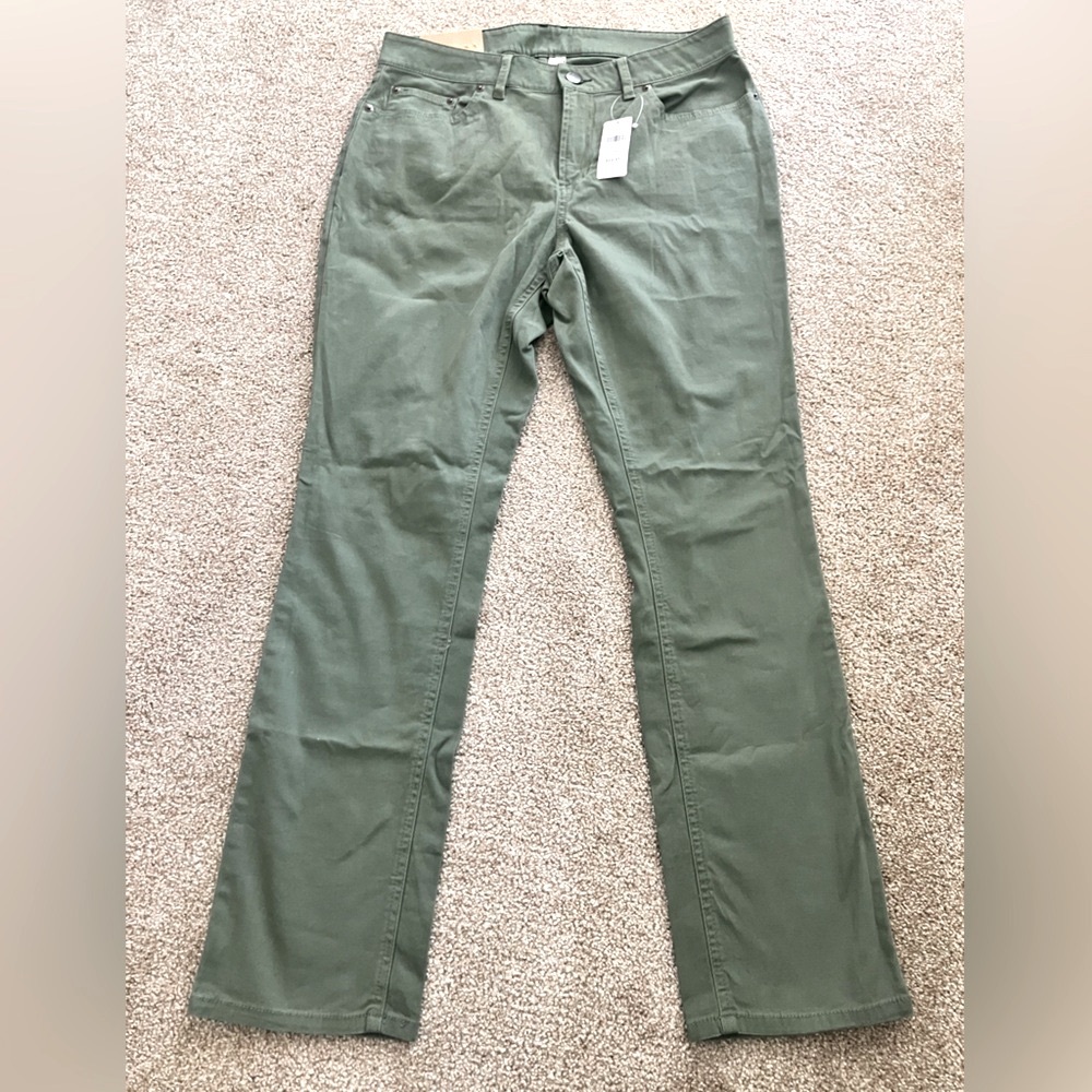L.L. Bean Women's Straight Leg Jeans in Olive Green